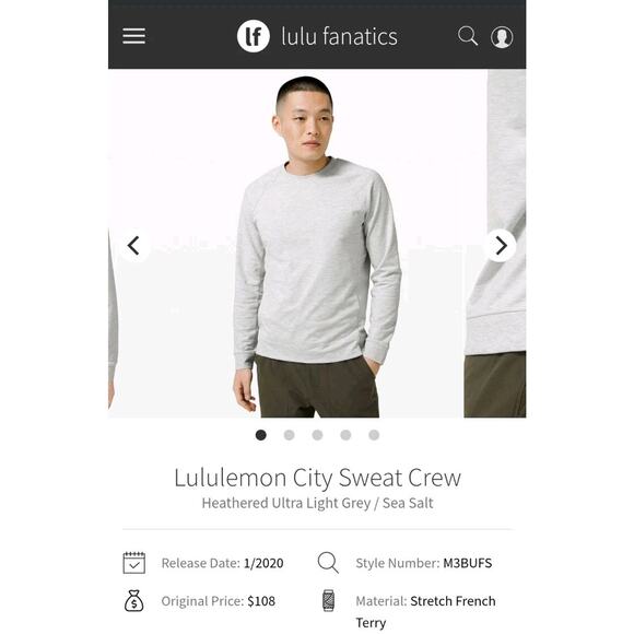Lululemon City Sweat CrewHeathered Ultra Light Grey / Sea Salt Size Small - Picture 1 of 8